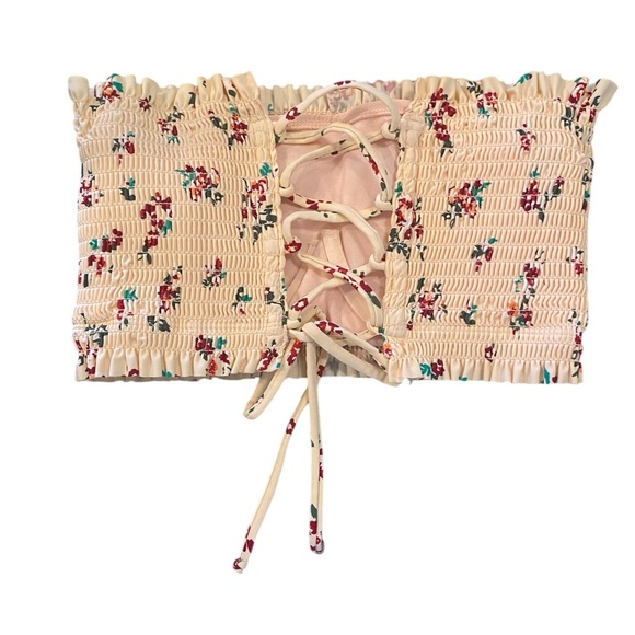 Xhileration Pink Floral Smocked Tube Top or Bikini top - Picture 2 of 4